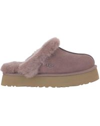UGG - Schoenen ,Paars ,Suède Disquette Sabot Flats - Lyst