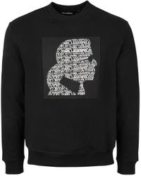 KARL LAGERFELD - Hoodies & Sweatvesten ,Zwart ,Katoen Sweatshirt Met Grafische Print - Lyst