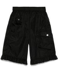 Ganni - Korte Broeken ,Zwart ,Nylon Cargo Shorts Met Ruches Zoom - Lyst