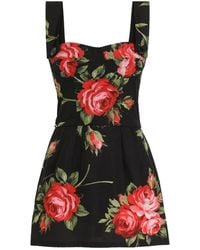 Dolce & Gabbana - Kleedjes ,Veelkleurig ,Katoen Rose Bouquet-Print Katoenen Top - Lyst