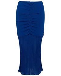 Tom Ford - Rokken ,Blauw ,Blauwe Jersey Midi Rok Met Plooiwerk - Lyst