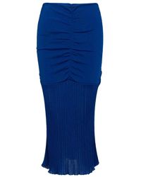 Tom Ford - Blauer Jersey Midirock Mit Raffungen - Lyst