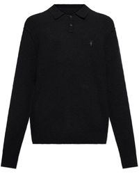 AllSaints - Tops ,Zwart ,Wol Polo Statten - Lyst