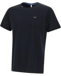 Sun 68 - Tops ,Zwart ,Katoen Pocket Basic T-Shirt - Lyst