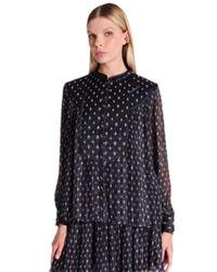 Berenice - Overhemden ,Zwart ,Satijn Elegante Zwarte Blouse Met Satijnen Detail - Lyst
