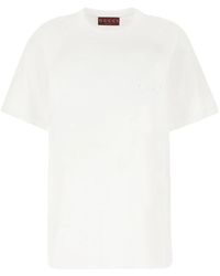 Gucci - Tops ,Wit ,Katoen Cotton Jersey T-Shirt Met Borduursel - Lyst