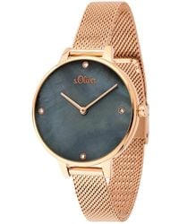 S.oliver - Uhr so-3657-mq gold schwarz - Lyst