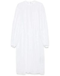 Jil Sander - Kleedjes ,Wit ,Elegante Witte Geplooide Jurk - Lyst