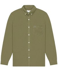 Lacoste - Overhemden ,Groen ,Linnen Camicia - Lyst