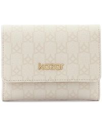 Kazar - Accessoires ,Wit ,Leer Gestreepte Portemonnee Met Bruin Interieur - Lyst