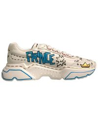 Dolce & Gabbana - Handbemalte ledersneakers mit gummisohle - Lyst