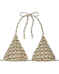 Tory Burch - Badmode ,Bruin ,Nylon T Monogram Printed String Bikini Top - Lyst