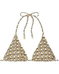 Tory Burch - Badmode ,Bruin ,Nylon T Monogram Printed String Bikini Top - Lyst