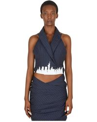 Lourdes - Jassen ,Blauw ,Skyline Pinstripe Halter Top - Lyst