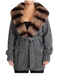 Dolce & Gabbana - Dolce Gabbana Gray Cardigan Fur Coat Cashmere Jacket - Lyst