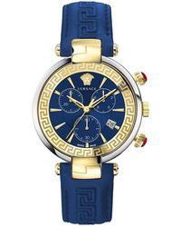 Versace - Blau leder chronograph revive chrono restyling - Lyst