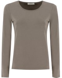 Le Tricot Perugia - Tops ,Bruin ,T-Shirt Met Lange Mouwen - Lyst