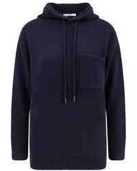 Max Mara - Hoodies & Sweatvesten ,Blauw ,Wol Liana Hooded Sweatshirt - Lyst