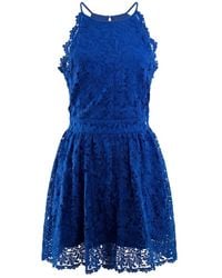 Trussardi - Kleedjes ,Blauw ,Polyester Korte Kanten Jurk - Lyst