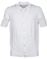 Gran Sasso - Geripptes baumwoll-bowlinghemd weiß - Lyst