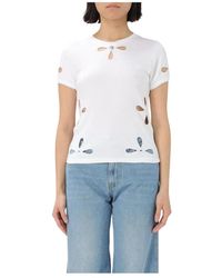 Coperni - Tops ,Wit ,Witte T-Shirt Met Korte Mouwen En Uitsnijding - Lyst