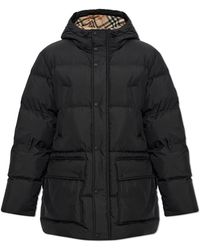 Burberry - Jassen ,Zwart ,Leer Burford Down Jacket - Lyst