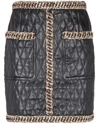 Balmain - Korte Lammy Leren Rok Met Kettingen - Lyst