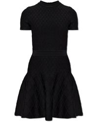 Balmain - Kleedjes ,Zwart ,Flared Knit Dress - Lyst