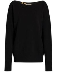 Alberta Ferretti - Truien & Vesten ,Zwart ,Wol Trui Van Wol, Zijde En Kasjmier Met Bloemenbroche - Lyst