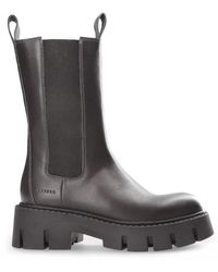 COPENHAGEN - Graue leder chelsea high boots - Lyst
