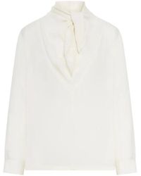 Max Mara - Overhemden ,Wit ,Mxmbadia Zijden Charmeuse Blouse - Lyst