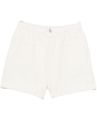 Moncler - Korte Broeken ,Wit ,Katoen Logo-Patch Drawstring Shorts - Lyst