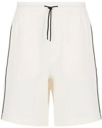 Emporio Armani - Bermudas En Punto Double Con Cordón Y Cinta Con Logotipo - Lyst