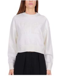 Elisabetta Franchi - Weiße cropped sweatshirt mit maxi logo - Lyst