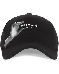 Balmain - Cappello di cotone con stampa di statua - Lyst