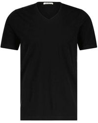 STEFAN BRANDT - Tops ,Zwart ,Katoen Klassiek V-Hals T-Shirt - Lyst