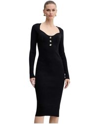Fracomina - Button Ribbed Dress - Lyst