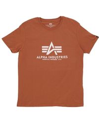 Alpha Industries - Tops ,Bruin ,Katoen Bruine Crew Neck Tee Shirt - Lyst
