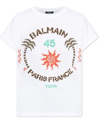 Balmain - T-Shirt Met Club-Print - Lyst