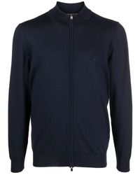 BOSS - Truien & Vesten ,Blauw ,Katoen Blauw Cardigan Met Rits - Lyst