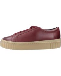Clarks - Schoenen ,Rood ,Leren Walk Sneakers - Lyst