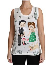 Dolce & Gabbana - Witte Katoenen #gdfamily Mouwloze Hemd Tanktop - Lyst