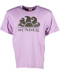 Sundek - Neues simeon lila print t-shirt - Lyst