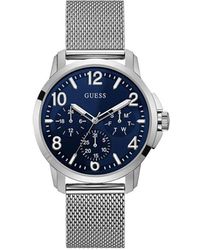 Guess - Silberne stahl uhr, quarz analog blau - Lyst