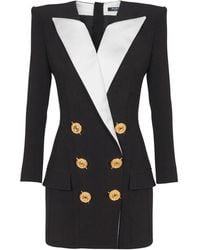 Balmain - Abito corto in crêpe bicolore - Lyst