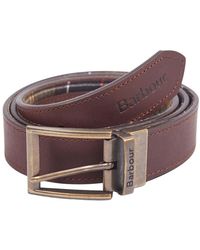 Barbour - Accessoires ,Bruin ,Katoen Omkeerbare Leren Tartan Riem Mac 0364Tn 11 - Lyst