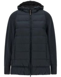 Brunello Cucinelli - Jassen ,Blauw ,Nylon Nylon Capuchon Donsjas - Lyst