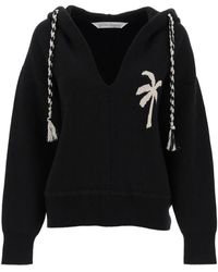 Palm Angels - Gestrickter hoodie mit lurex-palm-motiv - Lyst