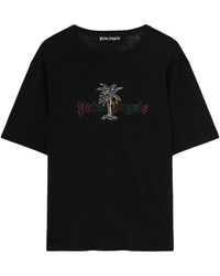 Palm Angels - Logo-Print Rundhals T-Shirt in - Lyst