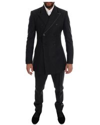 Dolce & Gabbana - Elegant Grijs Wol Double Breasted Pak - Lyst